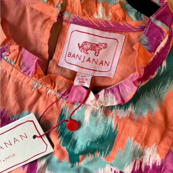 NWT Banjanan Hannah Maxi Dress Ikat Floral Spice Cotton Voile, XL - Picture 6 of 9